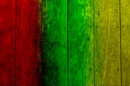 Background wood green, yellow, redの写真素材