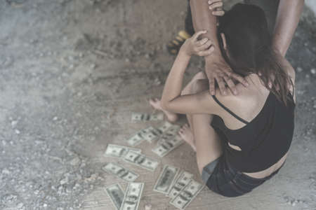 Woman victim of domestic violence and abuse image blur , stop violence against Women, international women's dayの写真素材