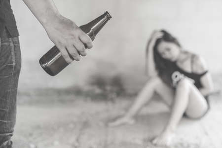 Woman victim of domestic violence and abuse image blur , stop violence against Women, international women's dayの写真素材