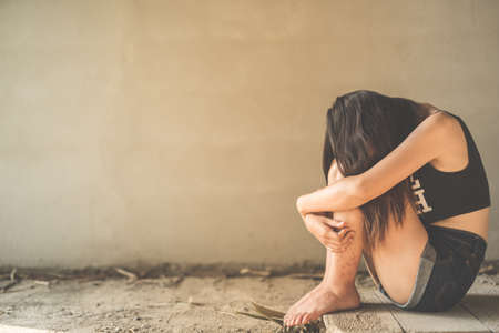 Lonely girl sadの写真素材