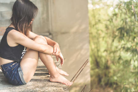 Lonely girl sadの写真素材