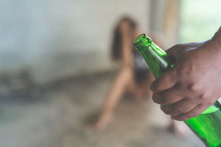 Woman victim of domestic violence and abuse image blur , stop violence against Women, international women's dayの写真素材