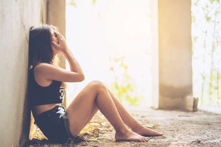 Lonely girl sadの写真素材