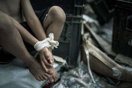 Stop abusing boy violence , Human Rights Day concept.