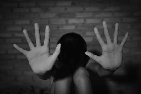 Stop abusing boy violence. violence, child bondage, Human Rights Day concept.