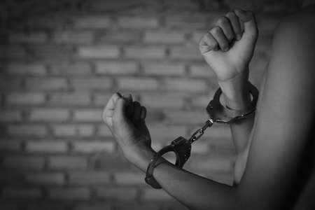 Stop abusing boy violence. violence, child bondage, Human Rights Day concept.の写真素材