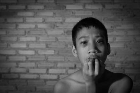 Stop abusing boy violence. violence, child bondage, Human Rights Day concept.の写真素材