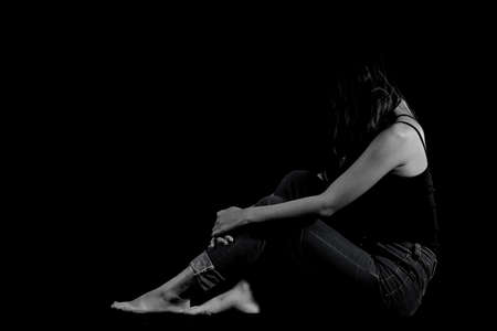 Woman bondage in angle of abandoned building image blur , stop violence against Women, international women's dayの写真素材