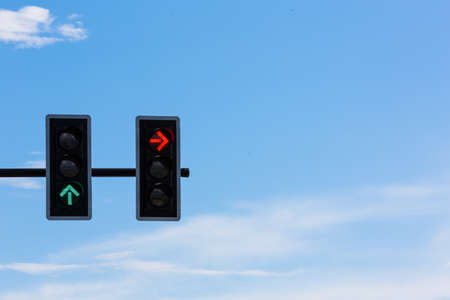 Traffic lights,Green red color on the traffic light with a beautiful blue sky.の写真素材