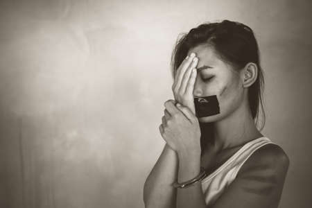 Women violence and abused concept. trafficking Concept.の写真素材