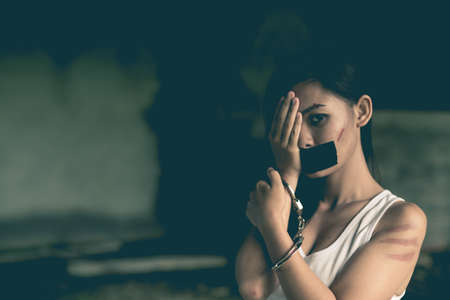 Women violence and abused concept. trafficking Concept.の写真素材