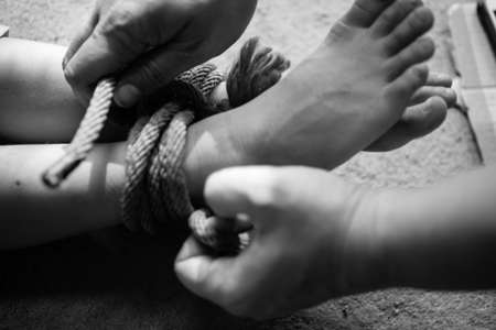 Violence against women and children, Domestic violence against.の写真素材