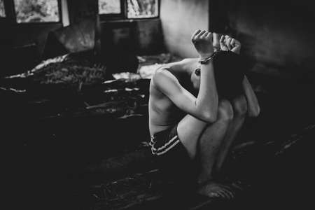 Human trafficking of children, Children trafficking concept.の写真素材