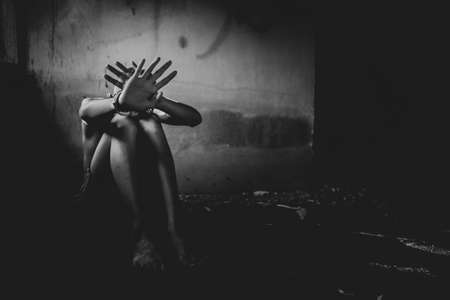 Human trafficking of children, Children trafficking concept.の写真素材