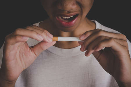 Boy refuse to smoke, World No Tobacco Day.の写真素材