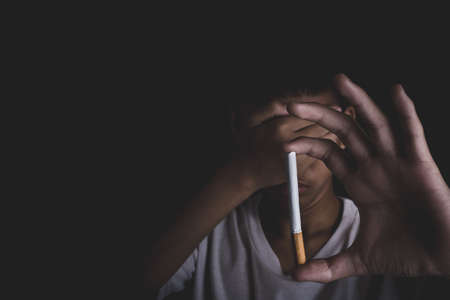 Boy refuse to smoke, World No Tobacco Day.の写真素材
