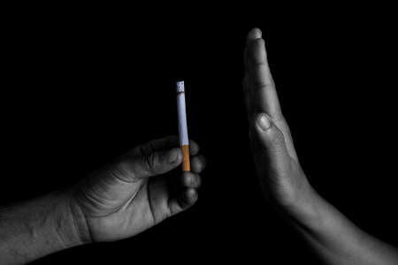 Women refuse to smoke, World No Tobacco Day.の写真素材