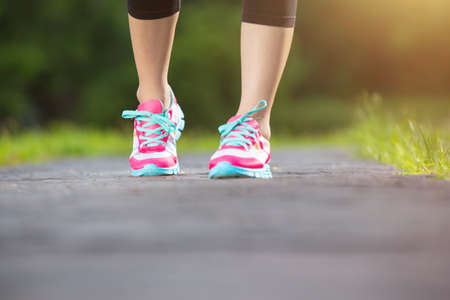 Exercise outdoor concept, Girl exercising in a park.