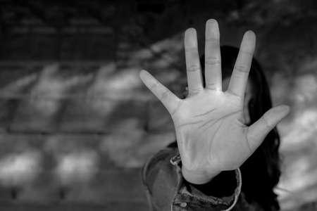 Sexual harassment and hate crime, End to violence against women.の写真素材