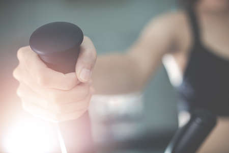 Fitness woman health exercise at gym. Healthy workout concepts.
