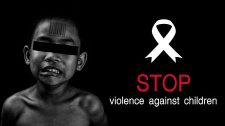 Stop violence against children, International Day for the Elimination of Violence against children. の写真素材