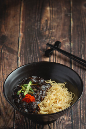 korean food;Jajangmyeon or noodle with fermented black beans sauceの写真素材