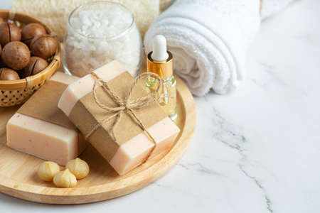 macadamia soap skin care treatmentの写真素材