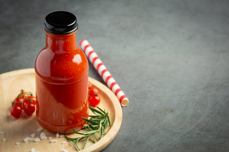 fresh tomato juice ready to serveの写真素材