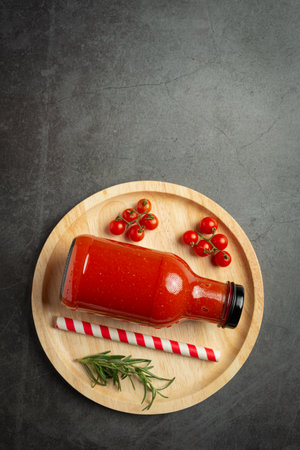 fresh tomato juice ready to serveの写真素材