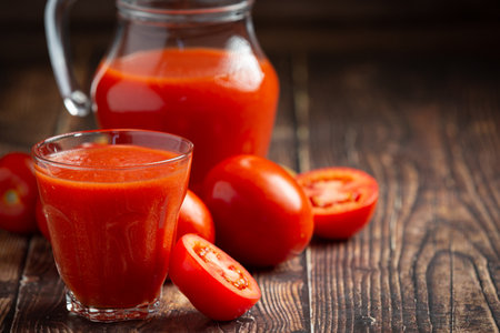fresh tomato juice ready to serveの写真素材