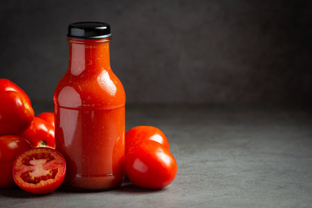 fresh tomato juice ready to serveの写真素材