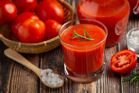 fresh tomato juice ready to serveの写真素材