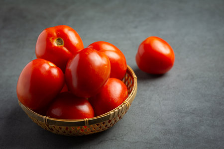 fresh tomatoes ready to cookの写真素材
