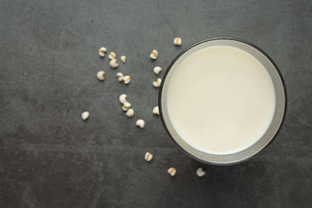 millet milk in glass ready to serveの写真素材