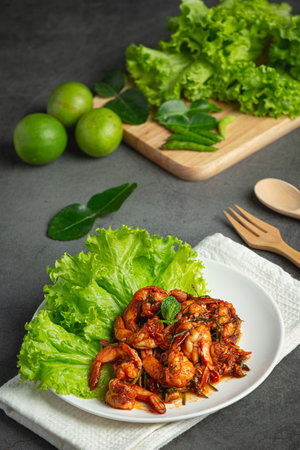 Stir Fried Shrimp with Chili Pasteの写真素材