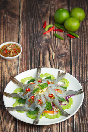 thai food;Shrimp in spicy fish sauceの写真素材