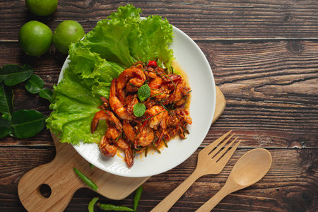 Stir Fried Shrimp with Chili Pasteの写真素材