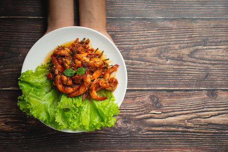 Stir Fried Shrimp with Chili Pasteの写真素材
