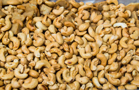 Heap cashew nut closeup image.の写真素材