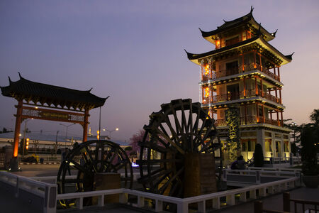 Pagoda Chinese temple in Thailandの写真素材