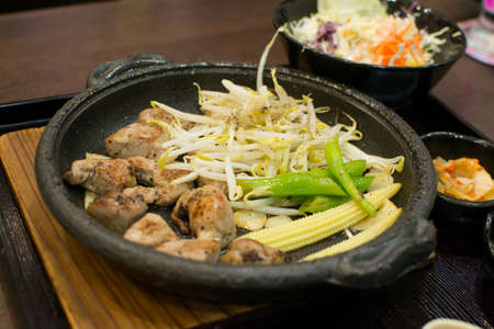 japan food steak  set in hotportの写真素材