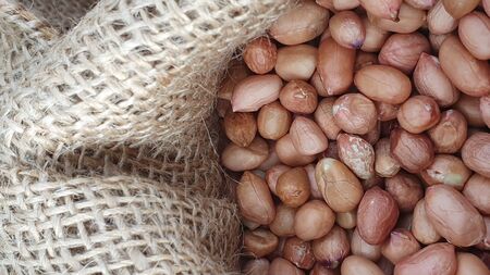 close-up groundnut on sack.