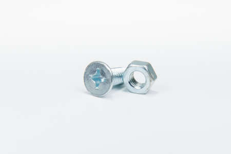 bolt and nut on white background