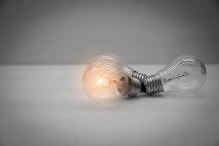 Light bulbs with bright light concetp for creativity, knowledge and organizational leadership.の写真素材
