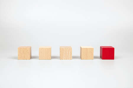 Cube wooden block toy stacked without graphics for Business design concept and built activity for...