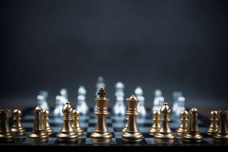 Chess team on chess board Concept of business strategic plan and professional teamwork and...