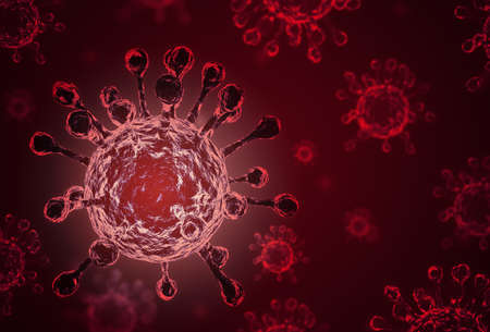 Covid-19 virus germs cells or coronavirus illustration 3D render or virus abstract background.