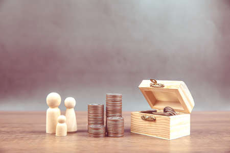 Pile of coins is stacked in a graph shape for money saving ideas and financial planning insurance.