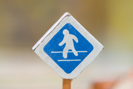 Cross road sign - Traffic sigh toy, Play set Educational toys for preschool indoor playground(selective focus)の写真素材