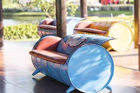 Sofa made of Recycled Oil Drumsの写真素材